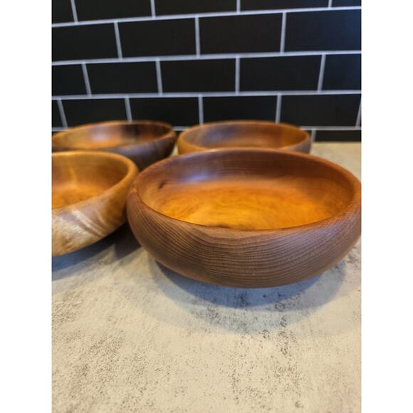 The House of Myrtlewood 6" Wooden Bowls Coos Bay Oregon USA Set of 4 EUC Handmad - Picture 5 of 15